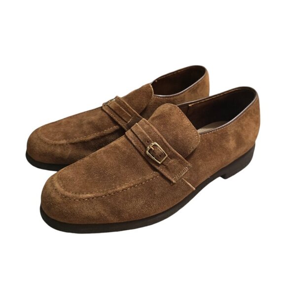 Hush Puppies Vintage Brown Suede Round Toe Slip On Loafers Sz 9M - Picture 1 of 8